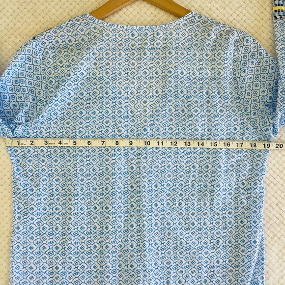 J McLaughlin Tunic Top S Coastal Boho Peasant Blouse Colorful Resort Beachwear - Picture 11 of 16